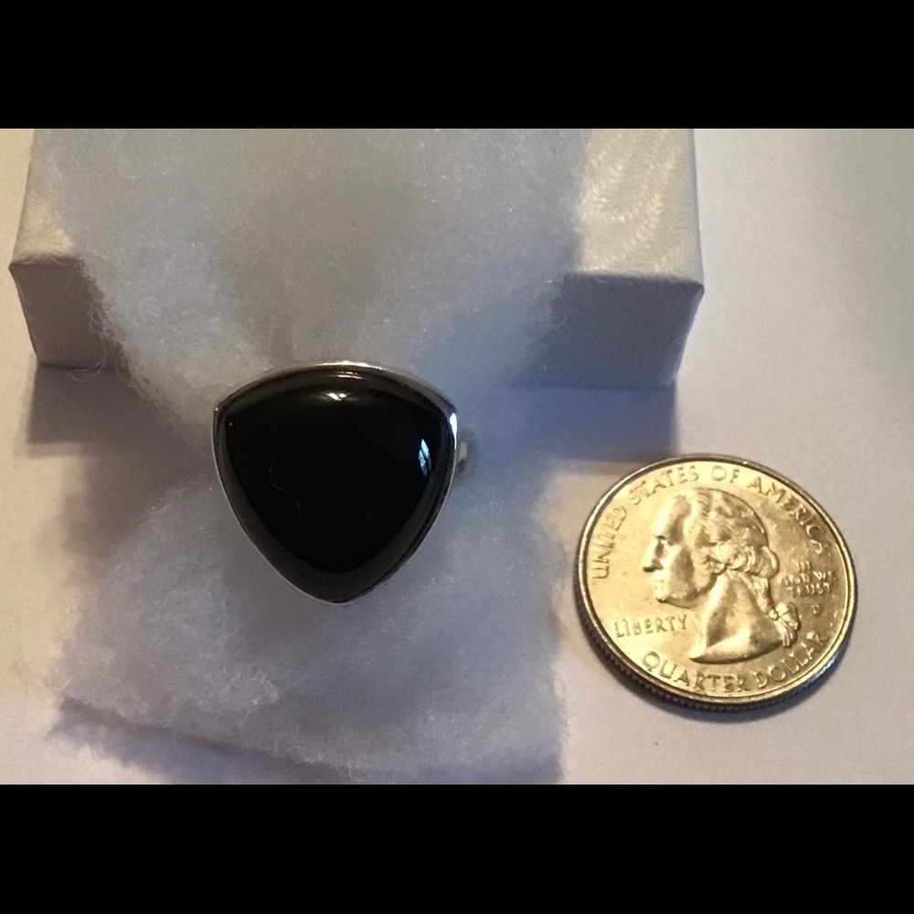 Sterling Silver & Black Onyx Ring SIZE 8